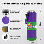 Modus Garrafa Térmica 750ml Aço Inox 304 Com Base De Silicone E Alça Paracord Violeta E Verde - Customizi