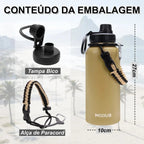 Modus Garrafa Térmica 950ml Aço Inox 304 Com Alça Paracord Cor Caqui - Customizi