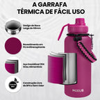Modus Garrafa Térmica 950ml Aço Inox 304 Com Alça Paracord Cor Fúcsia - Customizi
