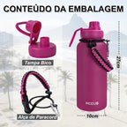 Modus Garrafa Térmica 950ml Aço Inox 304 Com Alça Paracord Cor Fúcsia - Customizi