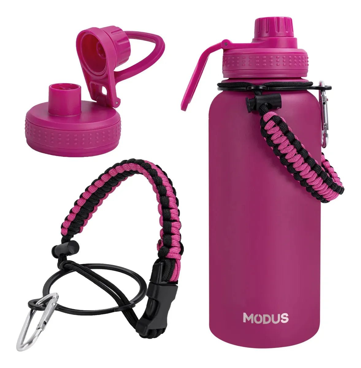 Modus Garrafa Térmica 950ml Aço Inox 304 Com Alça Paracord Cor Fúcsia - Customizi