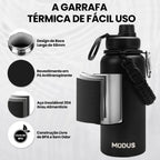 Modus Garrafa Térmica 950ml Aço Inox 304 Com Alça Paracord Cor Preto - Customizi