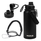 Modus Garrafa Térmica 950ml Aço Inox 304 Com Alça Paracord Cor Preto - Customizi