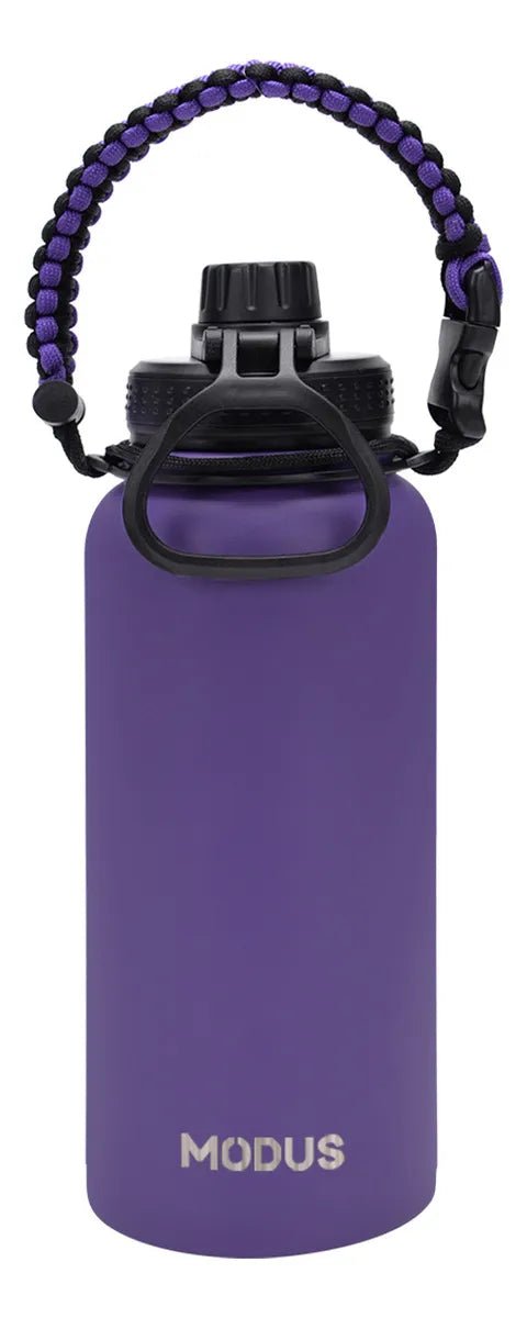 Modus Garrafa Térmica 950ml Aço Inox 304 Com Alça Paracord Cor Roxo - Customizi