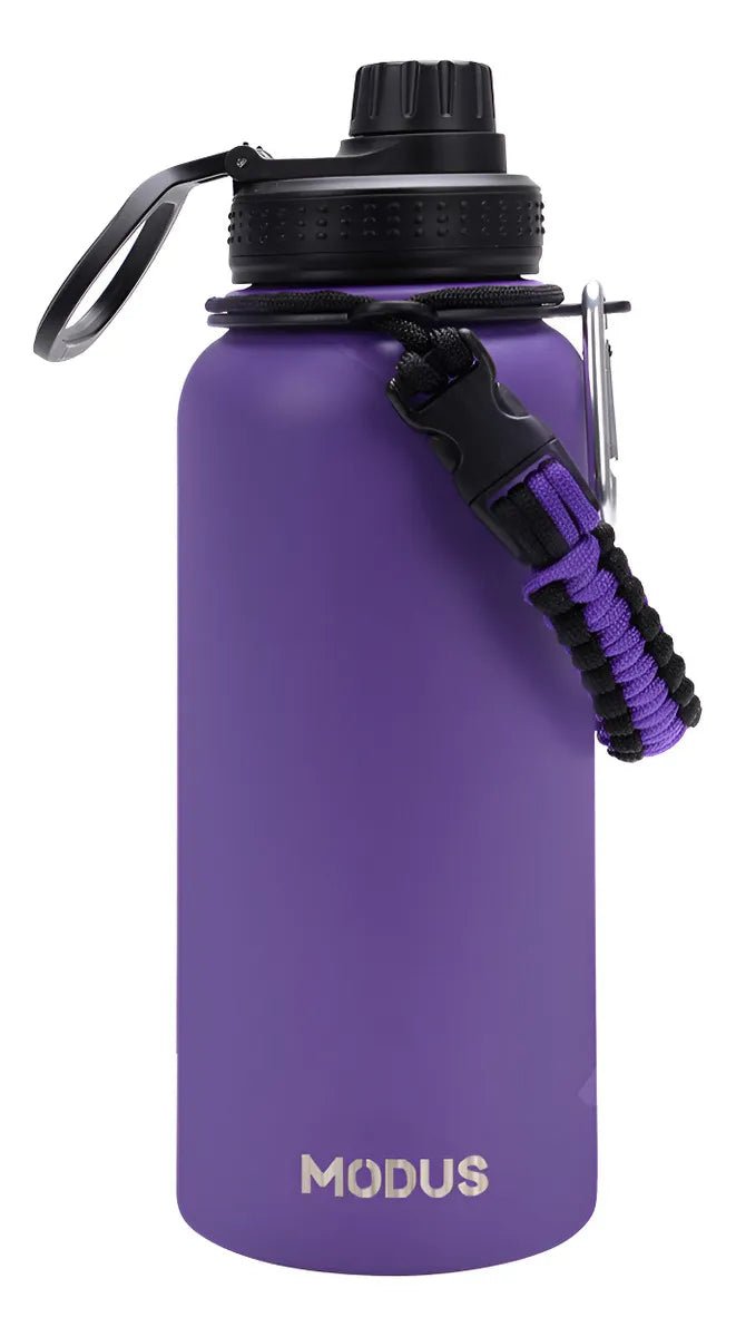 Modus Garrafa Térmica 950ml Aço Inox 304 Com Alça Paracord Cor Roxo - Customizi