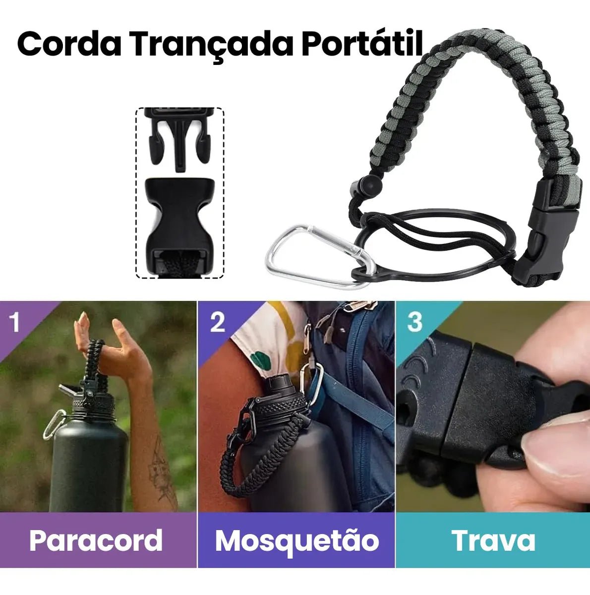 Modus Garrafa Térmica 950ml Aço Inox 304 Com Alça Paracord Cor Verde Oliva - Customizi