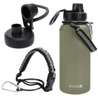 Modus Garrafa Térmica 950ml Aço Inox 304 Com Alça Paracord Cor Verde Oliva - Customizi