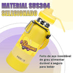 Modus Garrafa Térmica 950ml Aço Inox 304 Com Base De Silicone e Alça Paracord Amarelo Banana - Customizi