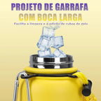 Modus Garrafa Térmica 950ml Aço Inox 304 Com Base De Silicone e Alça Paracord Amarelo Banana - Customizi
