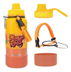 Modus Garrafa Térmica 950ml Aço Inox 304 Com Base De Silicone e Alça Paracord Laranja Manga Rosa - Customizi