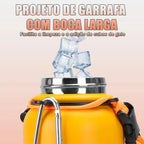 Modus Garrafa Térmica 950ml Aço Inox 304 Com Base De Silicone e Alça Paracord Laranja Manga Rosa - Customizi