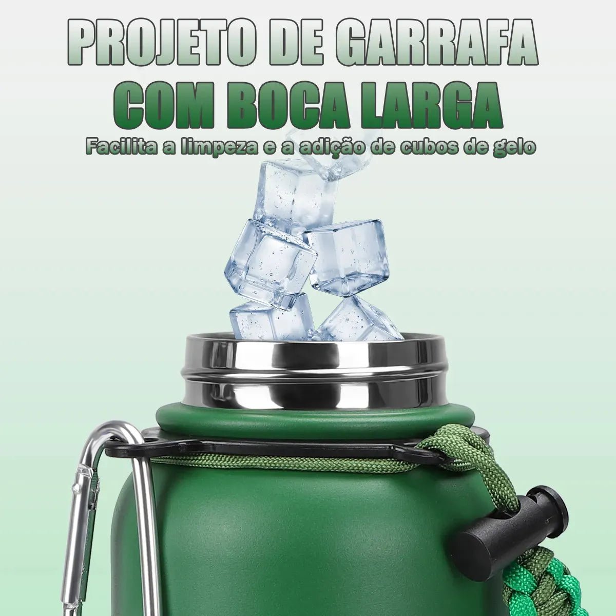 Modus Garrafa Térmica 950ml Aço Inox 304 Com Base De Silicone e Alça Paracord Verde Limão - Customizi