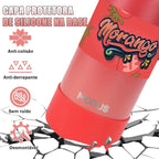Modus Garrafa Térmica 950ml Aço Inox 304 Com Base De Silicone e Alça Paracord Vermelha Morango - Customizi
