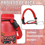 Modus Garrafa Térmica 950ml Aço Inox 304 Com Base De Silicone e Alça Paracord Vermelha Morango - Customizi