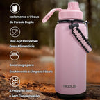 Modus Garrafa Térmica 950ml Aço Inox 304 Isolamento a Vácuo Cor Rosa - Customizi