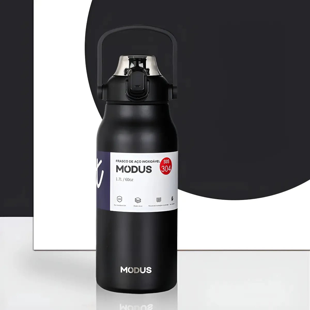 Modus Garrafa Térmica1,7L Isolamento A Vácuo Preta - Customizi