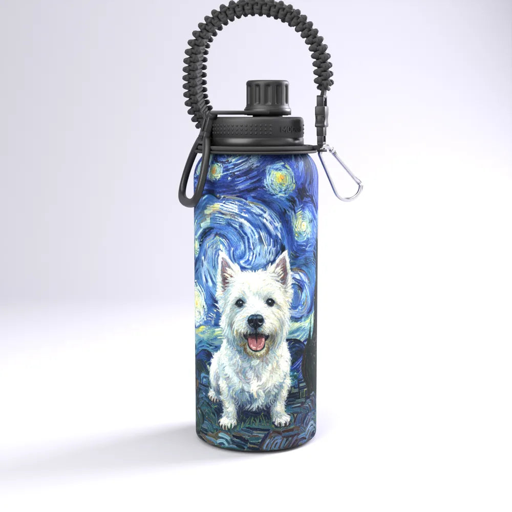 Garrafa Modus 1L com o pet no estilo Noite Estrelada, vista de frente